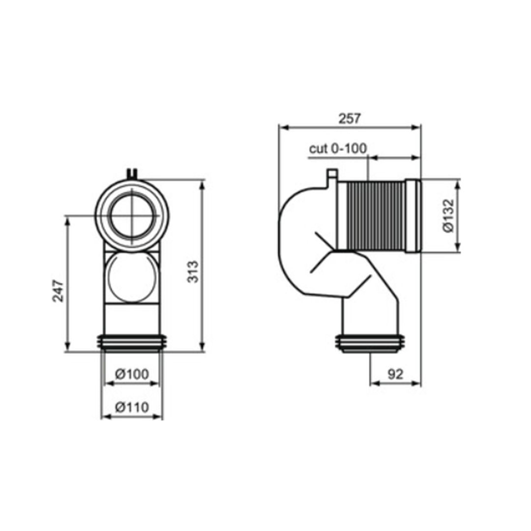 Adapter for vertical drainage Tonic II 170-200mm – Ideal Standard 11.26.263.0137 – снимка 1